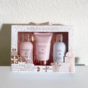 NEW Baylis and Harding England, 3 Pc Gift Set Jojoba Silk Almond Oil Lotion Wash